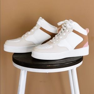 Multicolor Colorblock Lace Up High Top Sneakers